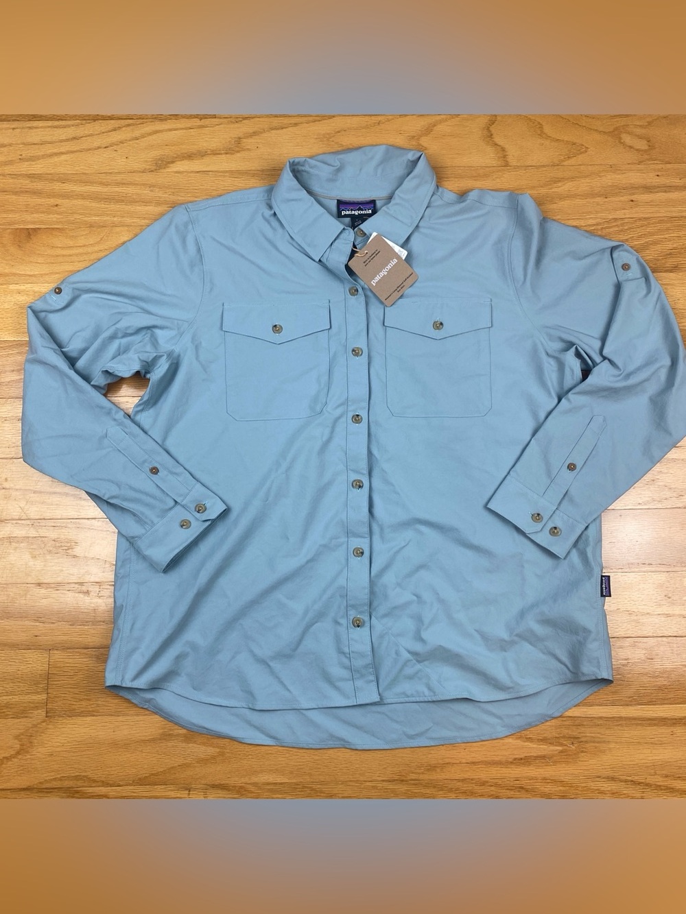 Patagonia Women's Long-Sleeved Self-Guided Sun Thermal Blue Shirt Size Large